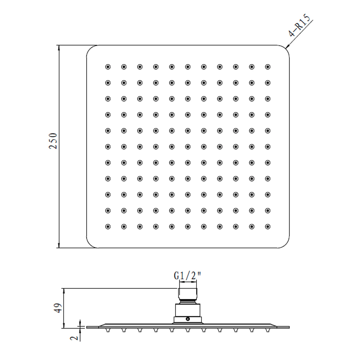 Alice Stainless Steel Thin Square Shower Head 250mm - Image 6