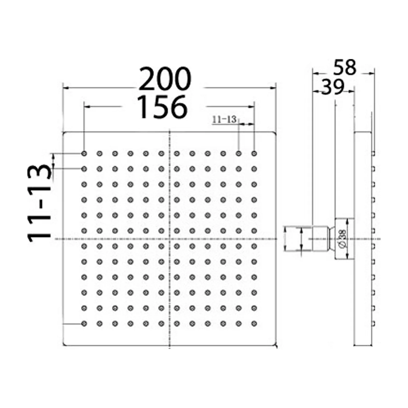 Alice Thick Square Shower Head 200/250mm - Image 6