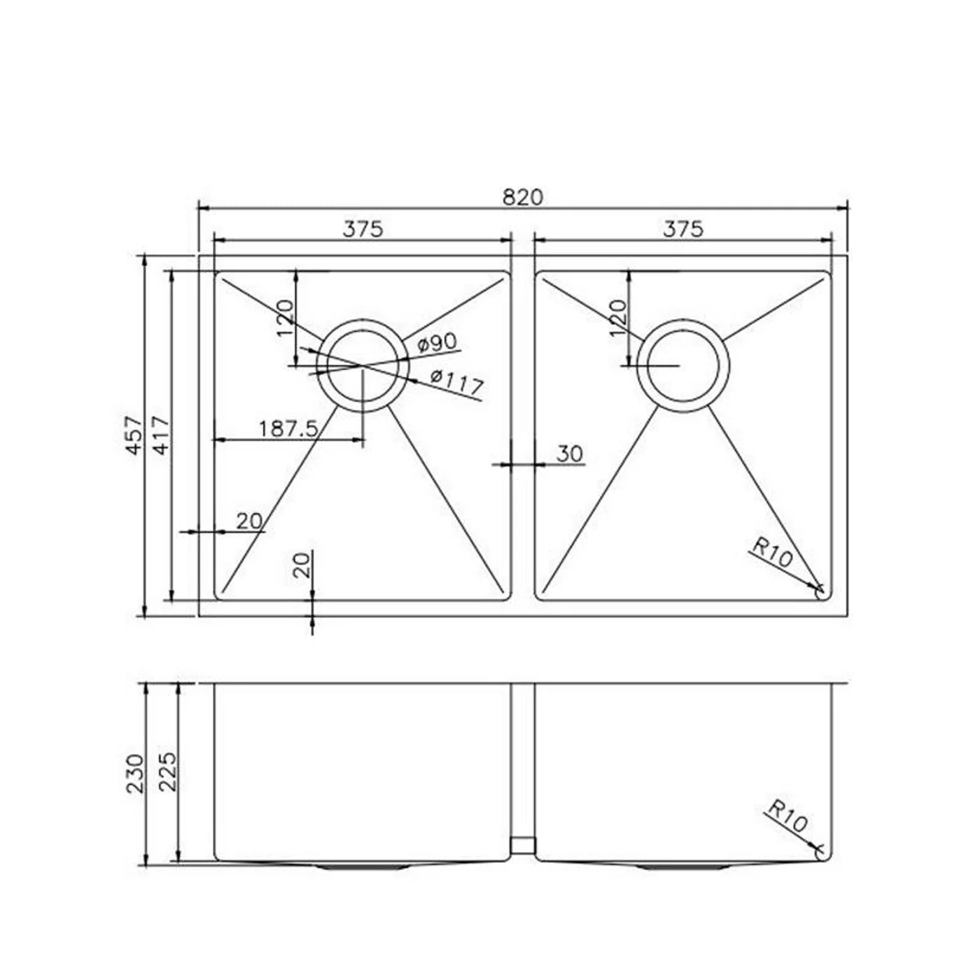 Argo Double Bowl Stainless Steel Kitchen Sink - Image 4