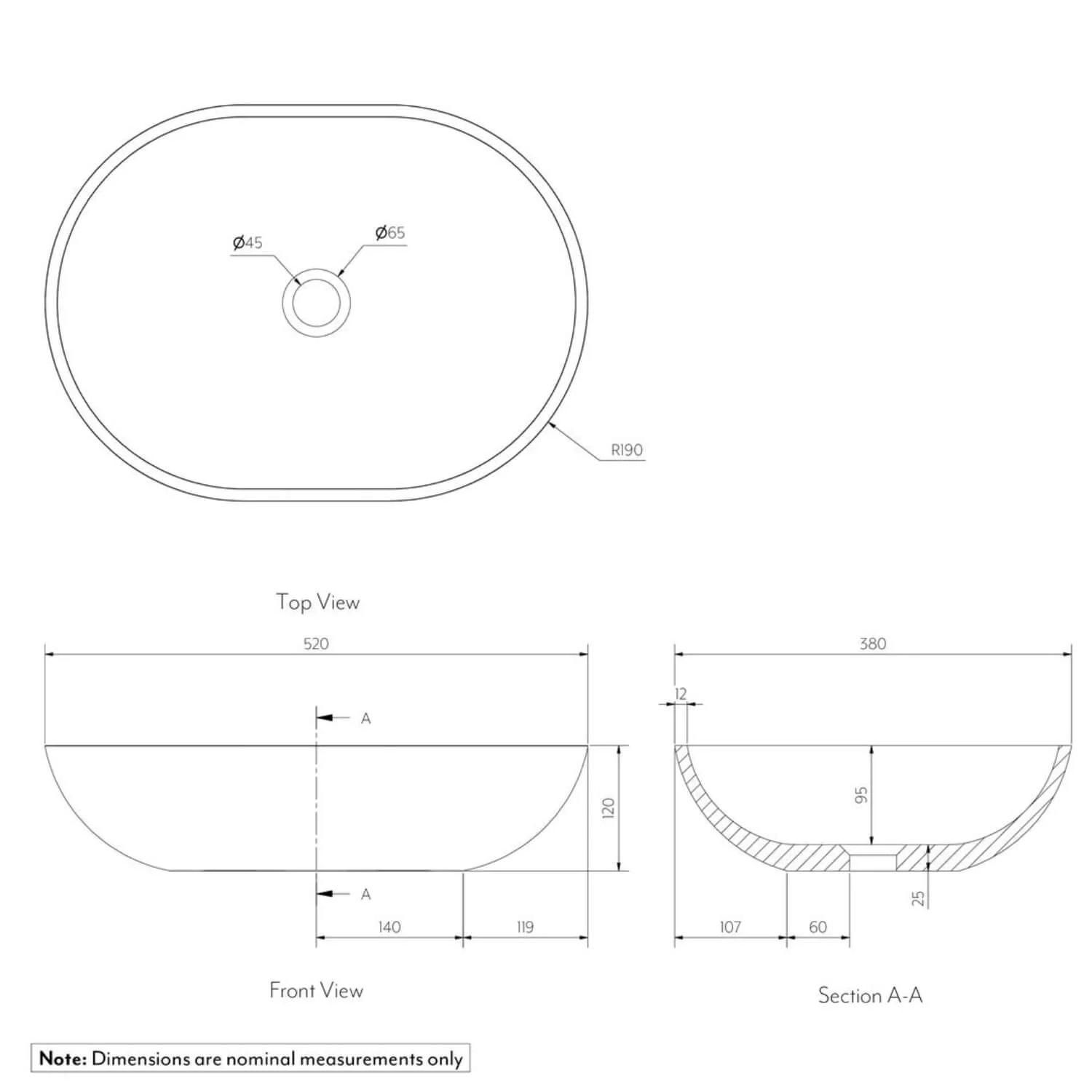 Atelis Oval Concrete Basin 520mm - Image 5