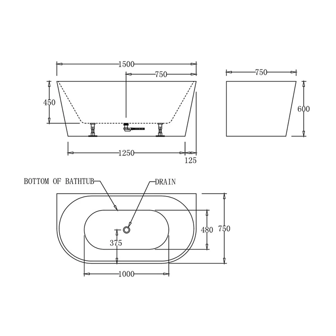 Atlanta Back to Wall Freestanding Bathtub - Image 3