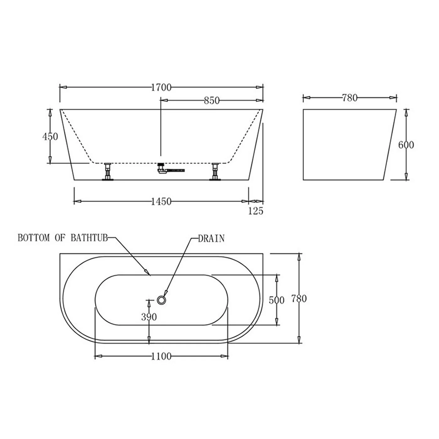 Atlanta Back to Wall Freestanding Bathtub - Image 4