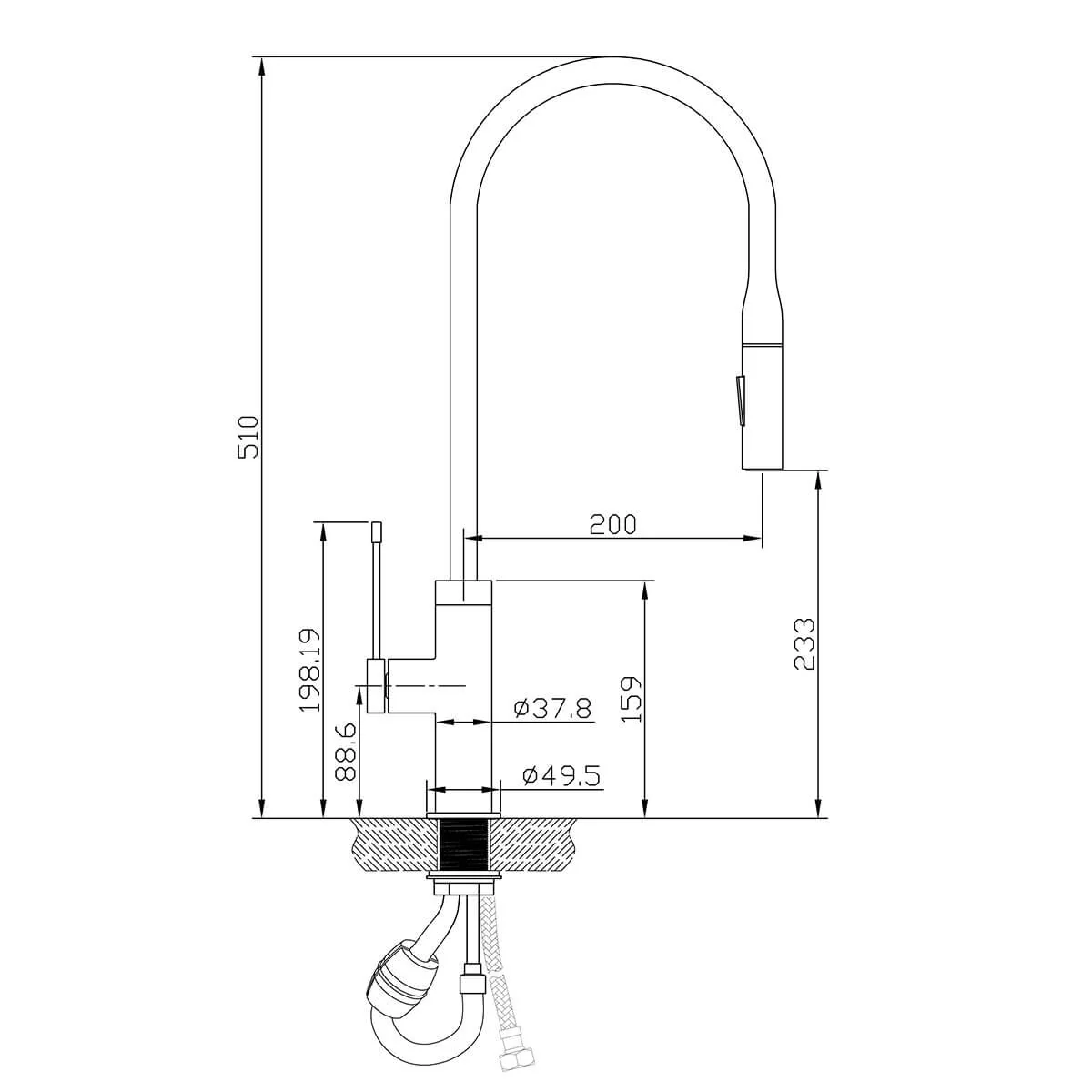 AZIZ Pull Out Pin Handle Sink Mixer Tap - Image 6