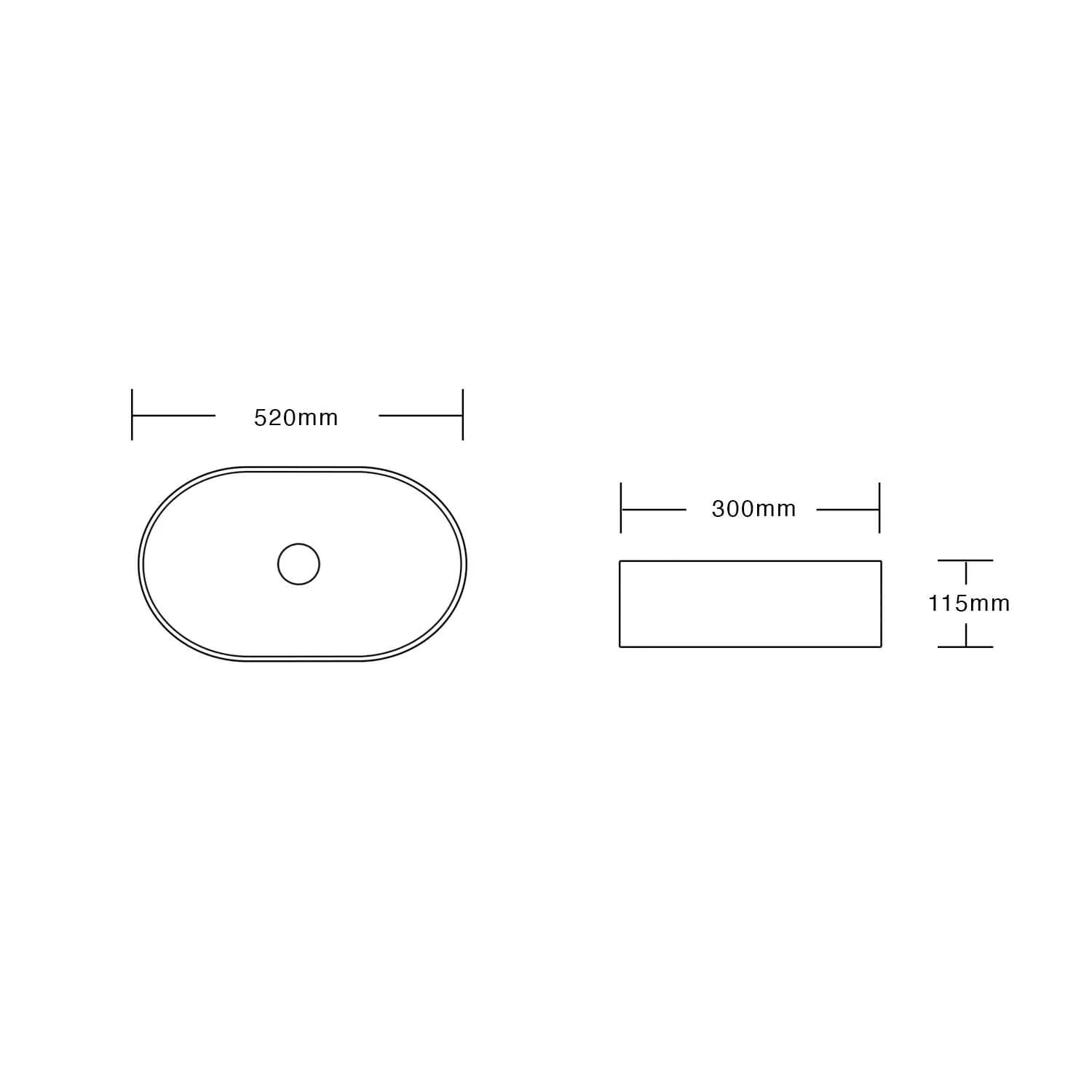 Berlin Pill Oval Above Counter Ceramic Basin 520mm - Image 4