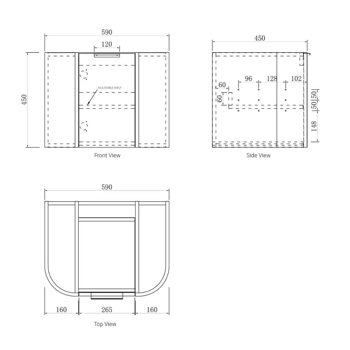 Bondi Natural Oak Curved Wall Hung Vanity - Image 7