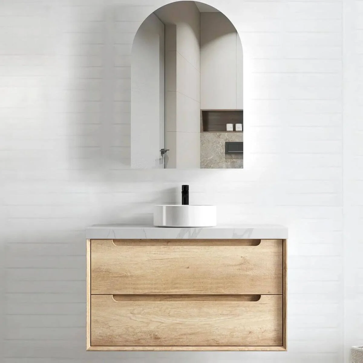 Byron Natural Oak Soft Close Wall Hung Vanity