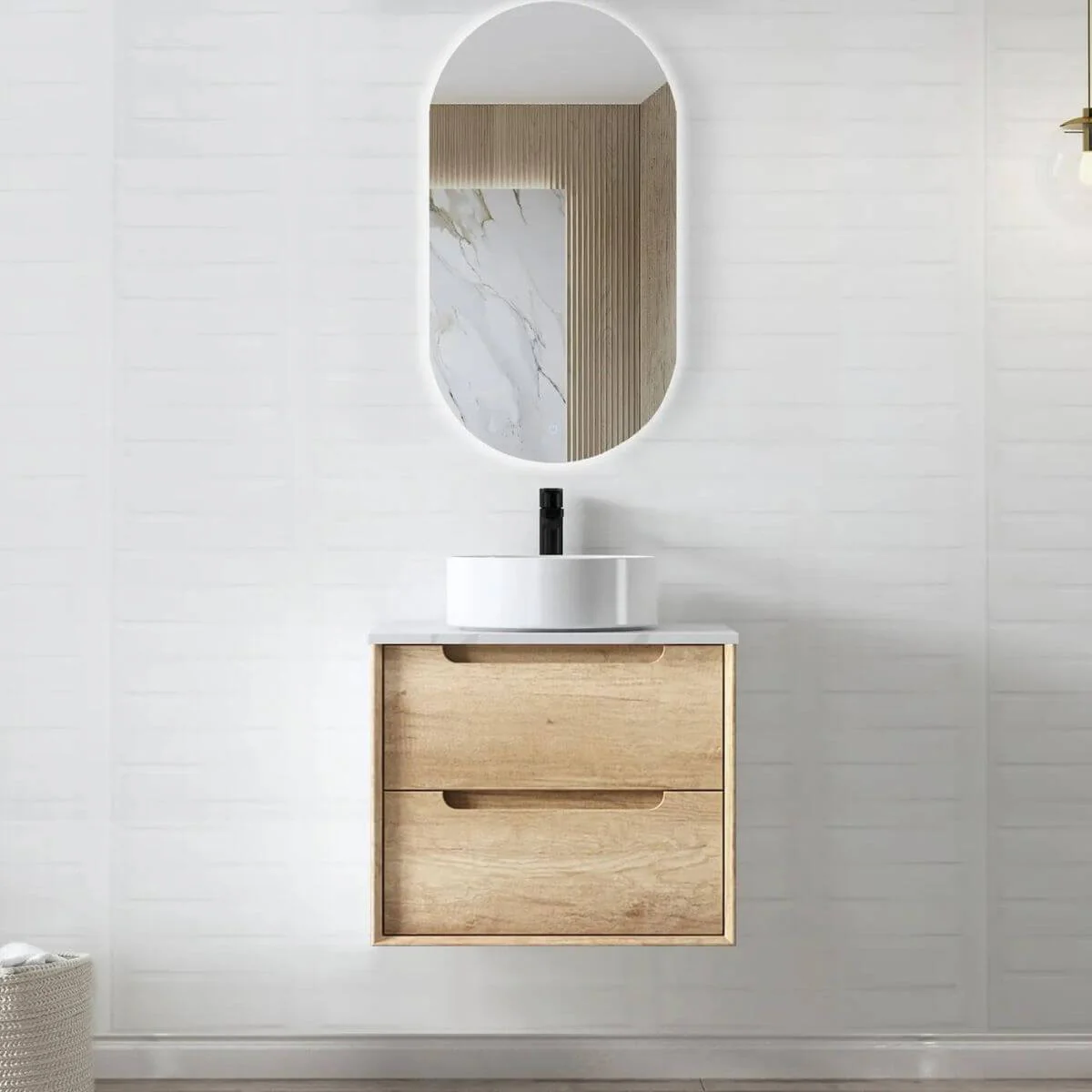 Byron Natural Oak Soft Close Wall Hung Vanity - Image 2