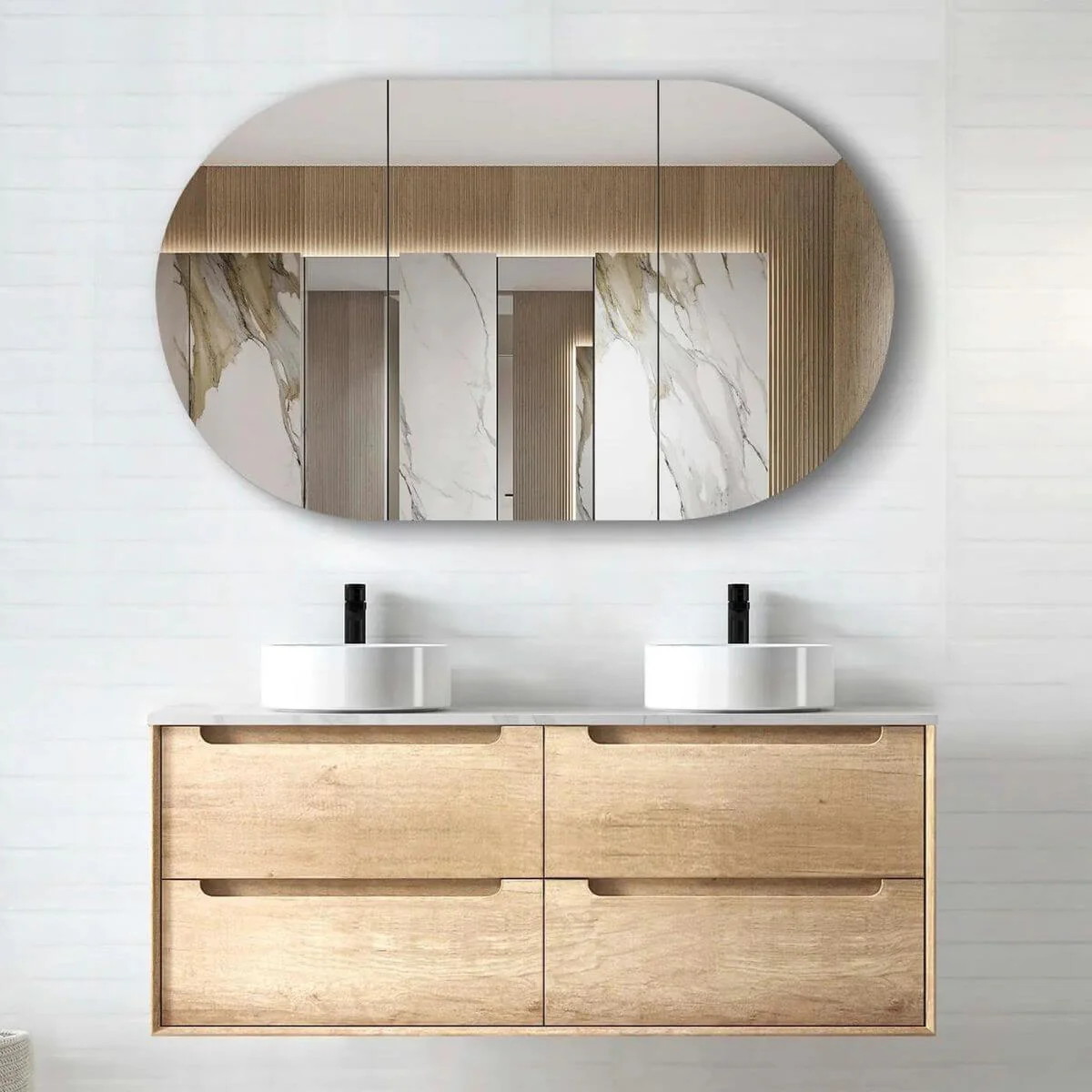 Byron Natural Oak Soft Close Wall Hung Vanity - Image 5