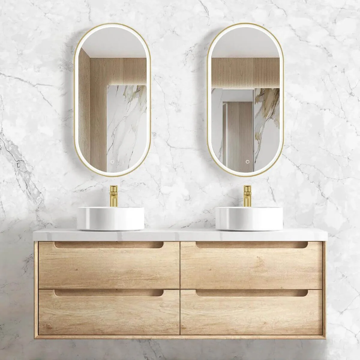 Byron Natural Oak Soft Close Wall Hung Vanity - Image 6