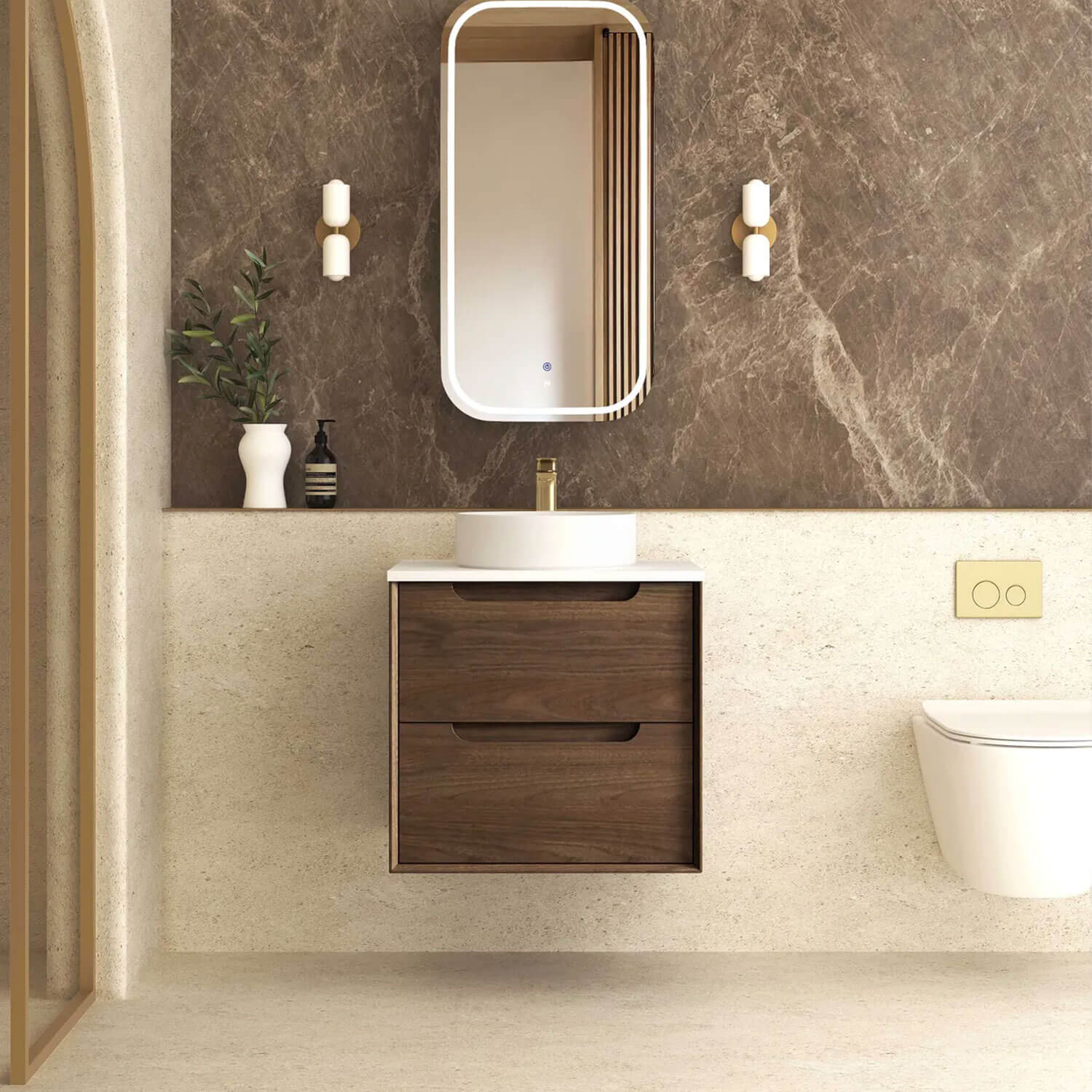 Byron Walnut Soft Close Wall Hung Vanity - Image 2