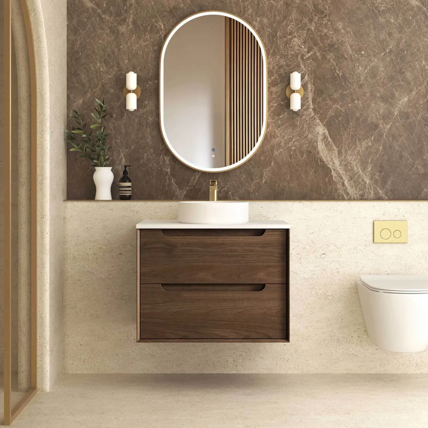Byron Walnut Soft Close Wall Hung Vanity - Image 3