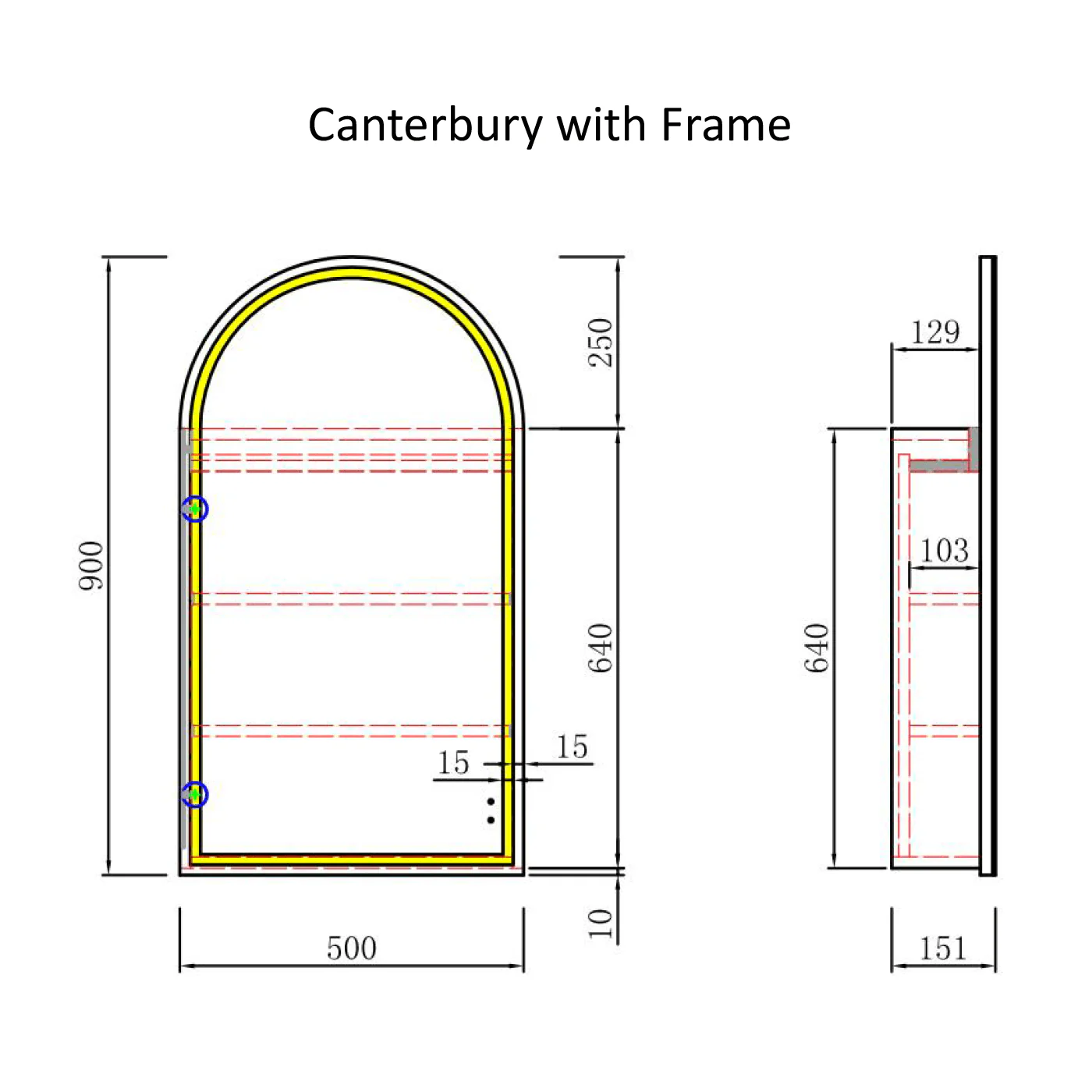 Canterbury LED Mirror Shaving Cabinet 500x900mm - Image 8