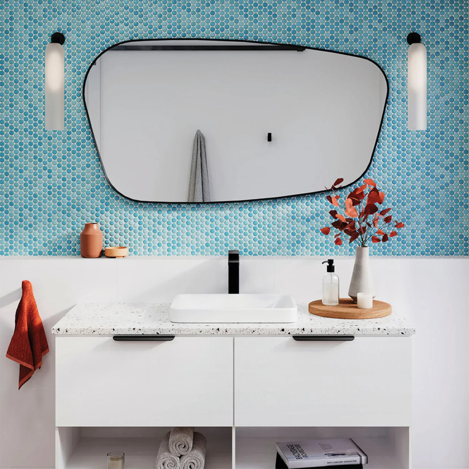 Capriccio Asymmetrical Framed Glass Mirror 650x1200mm - Image 4