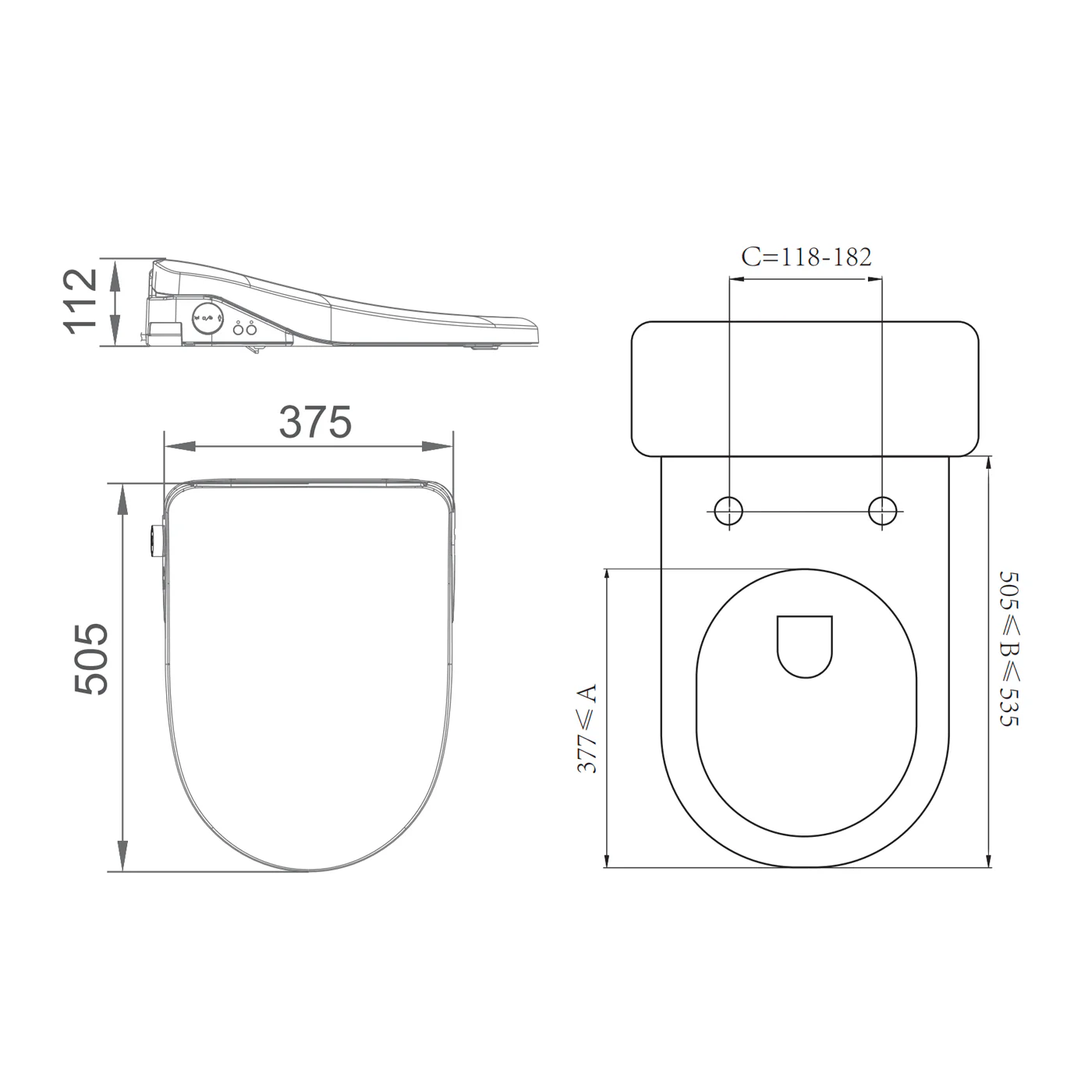 Luna Catania Electric Smart Bidet Toilet Set - Image 7