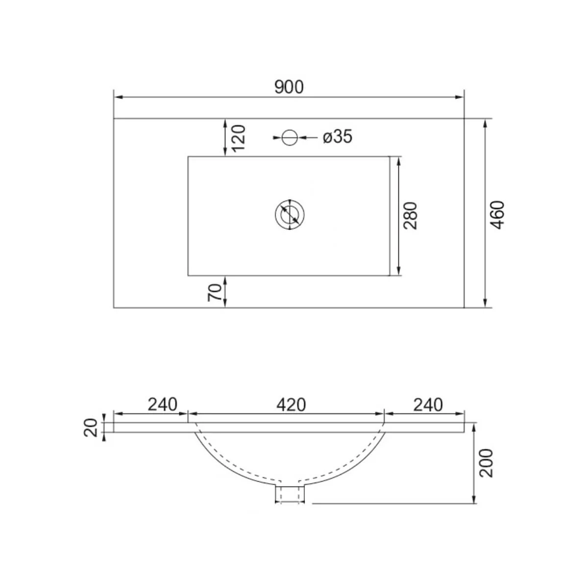 Ceramic Vanity Benchtop 460mm Sink - Image 9