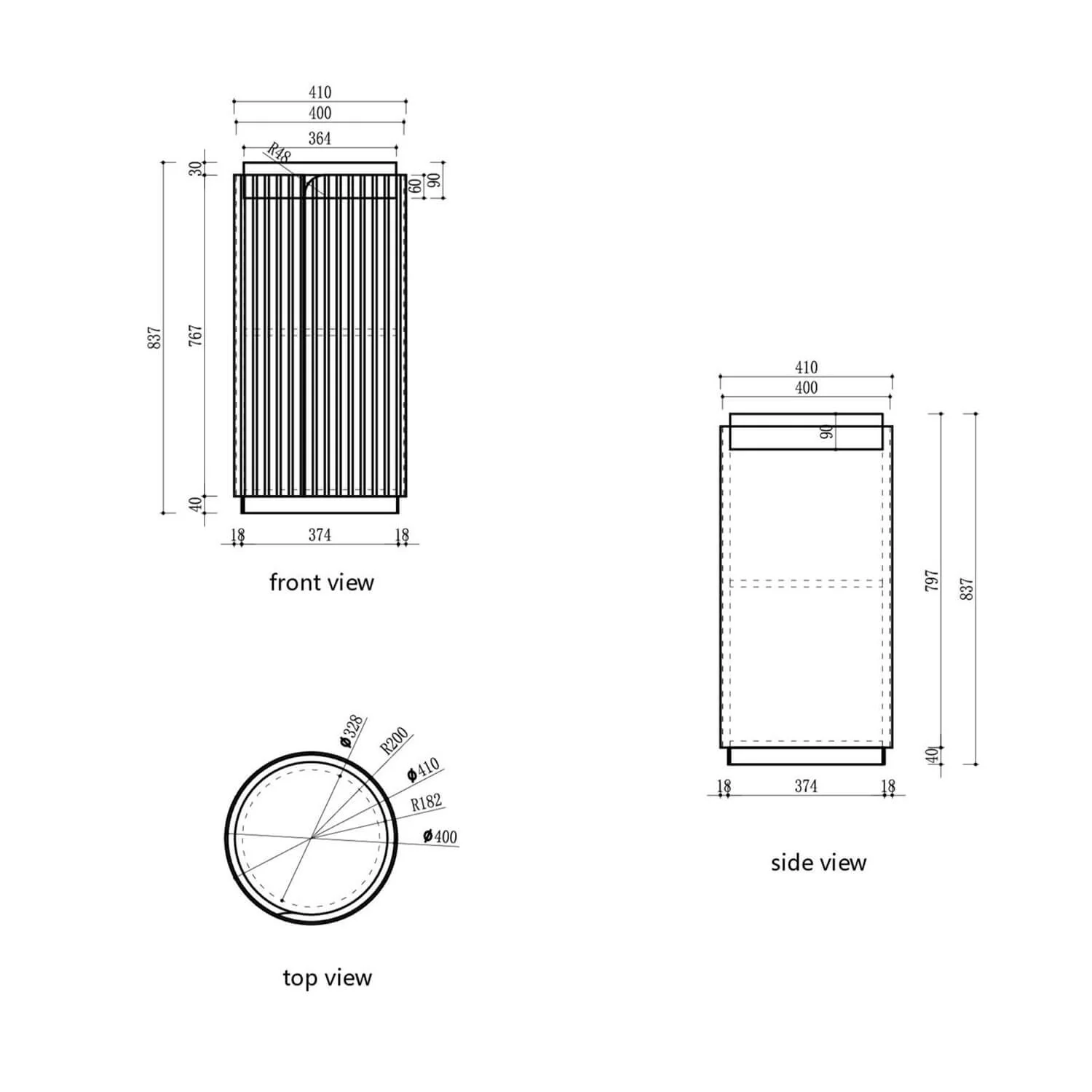 Civaro Round Fluted Compact Vanity 410mm - Image 4