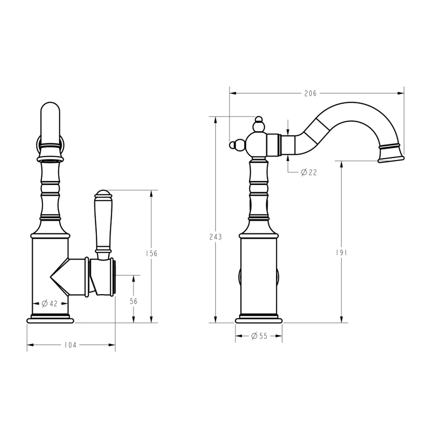 Clasico Ceramic Handle Basin Mixer - Image 5