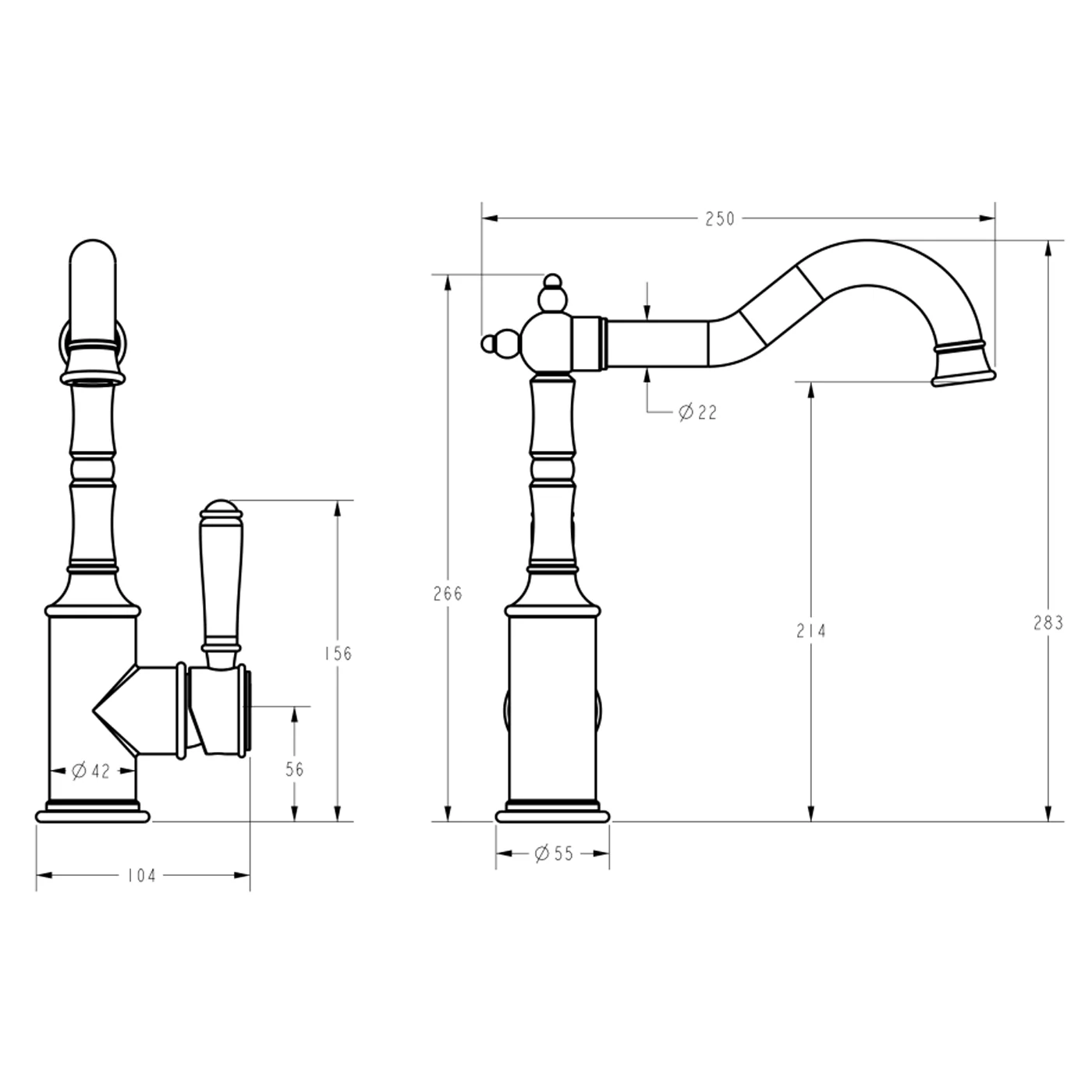 Clasico Ceramic Handle Sink Mixer - Image 5