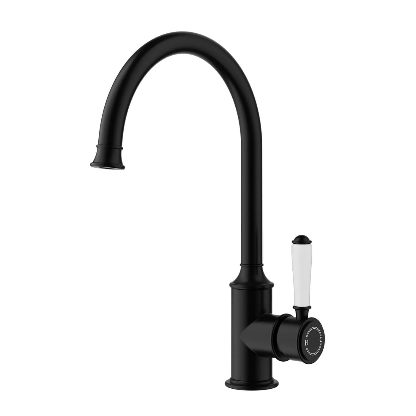 Clasico Gooseneck Ceramic Handle Sink Mixer - Image 4