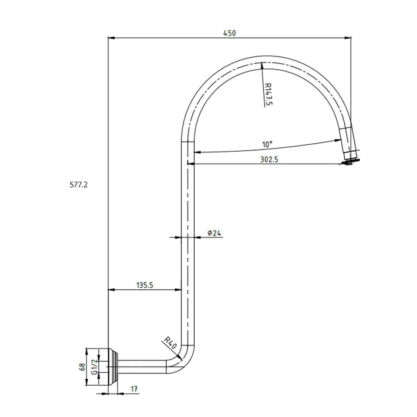 Clasico Gooseneck Shower Arm - Image 5