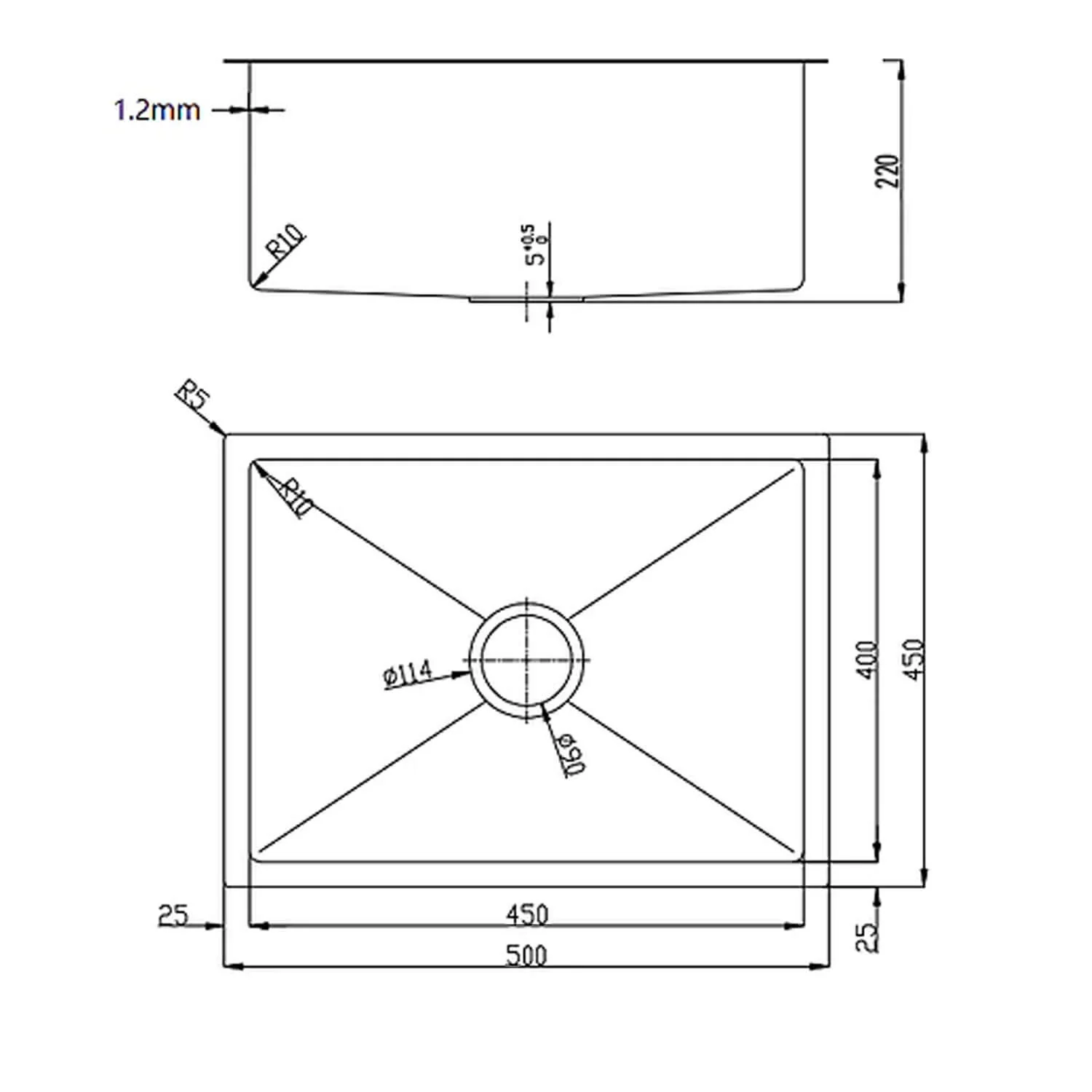Juno Handcrafted Stainless Steel Sink 220mm Deep - Image 4