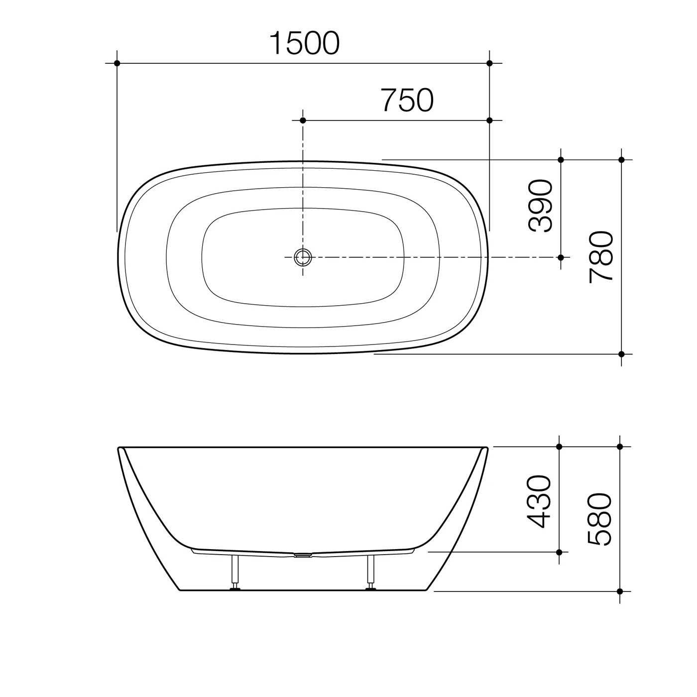 Contura II Freestanding Acrylic Bathtub - Image 4