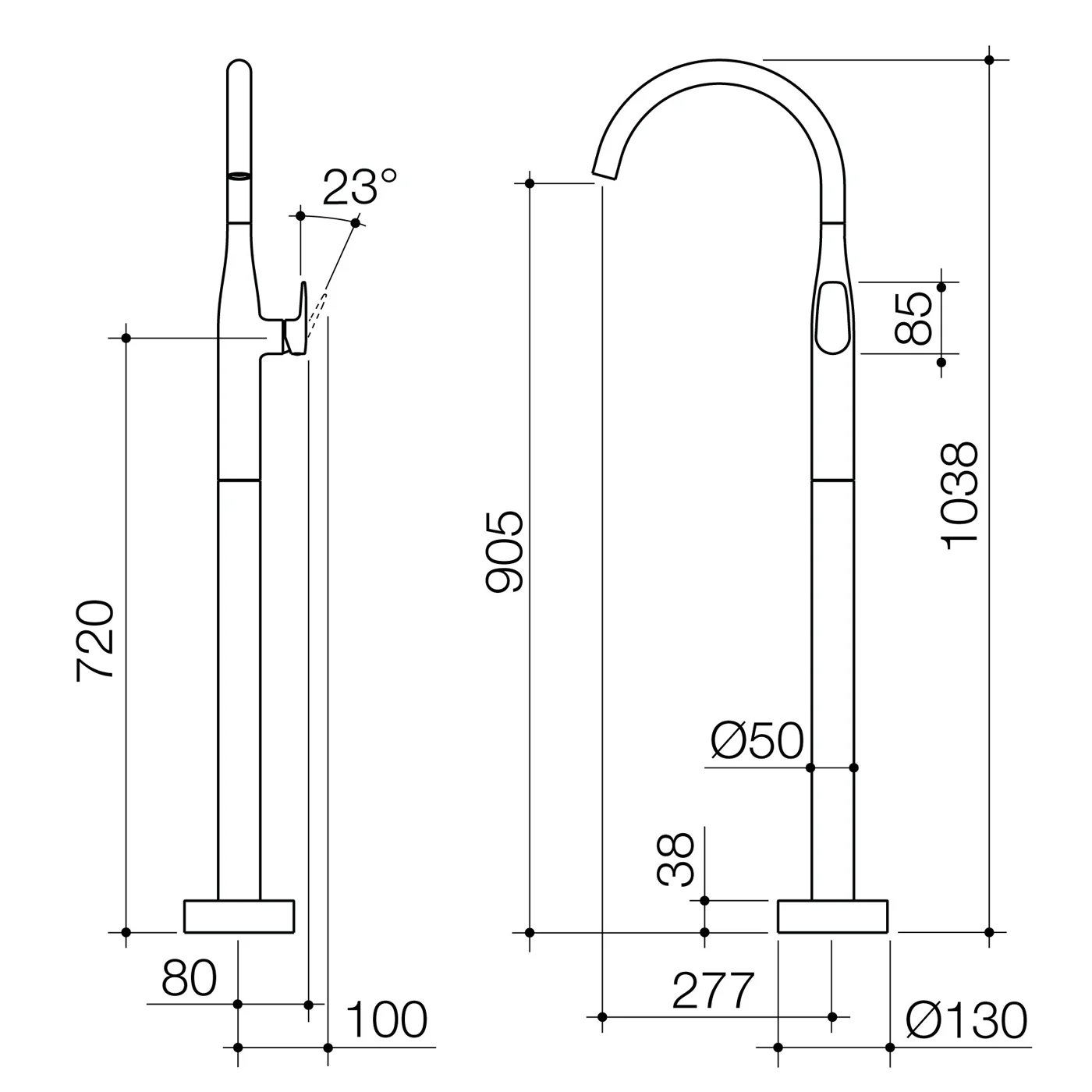 Contura II Freestanding Bath Spout - Image 7