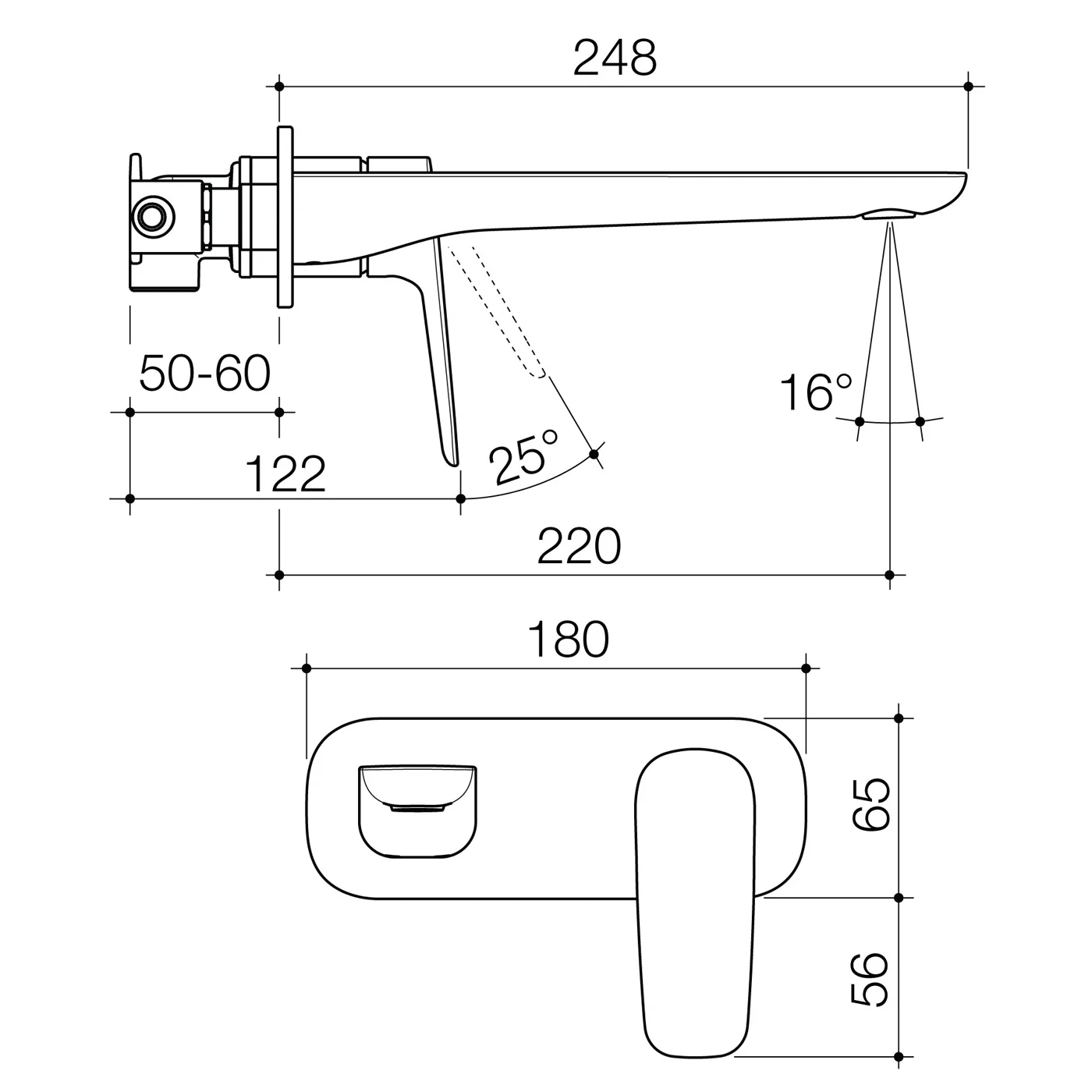 Contura II Round Wall Mixer Spout Set - Image 7