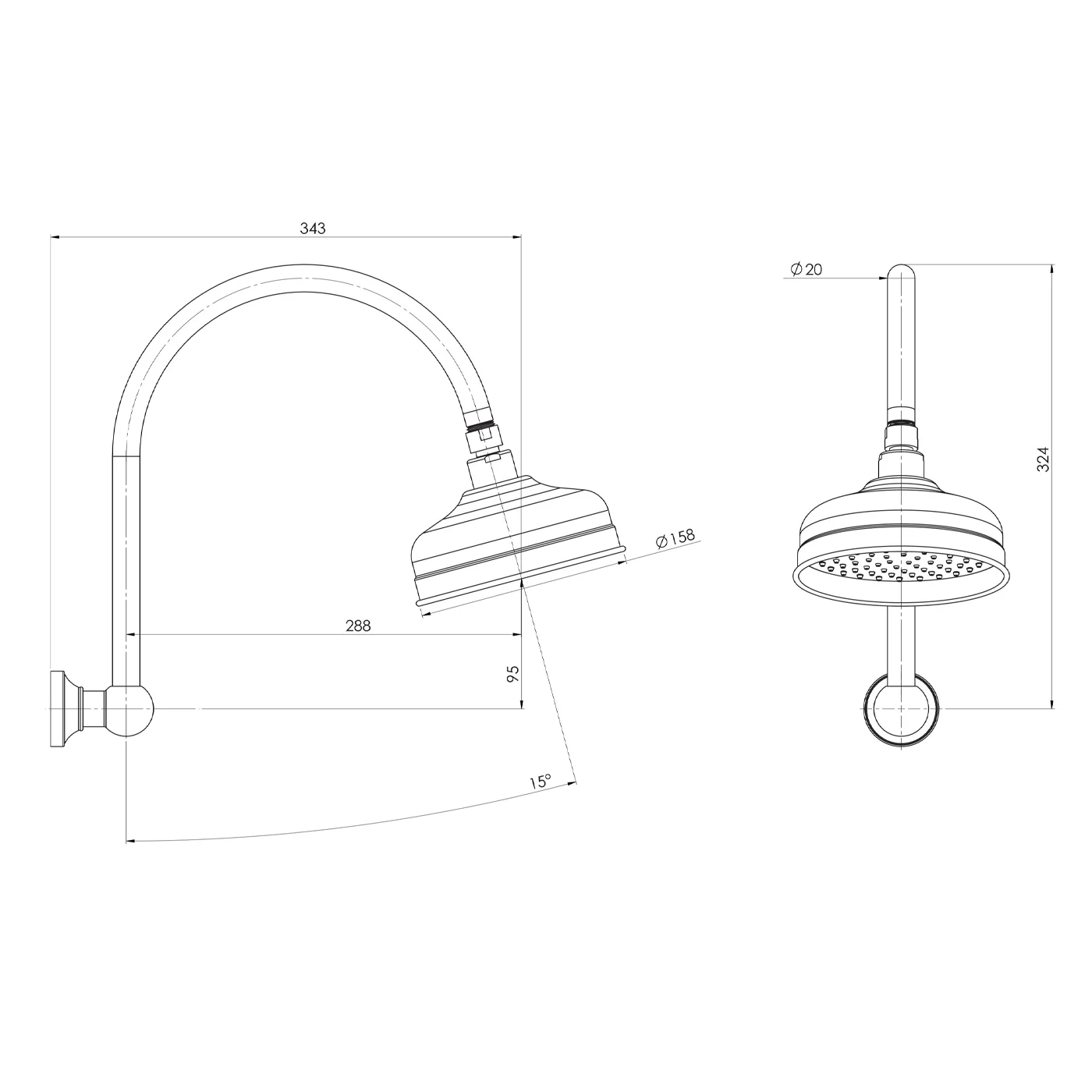 Cromford High-Rise Shower Head Set - Image 5