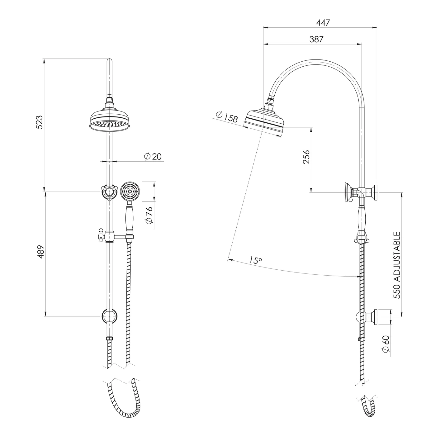 Cromford Twin Shower Rail Set - Image 5