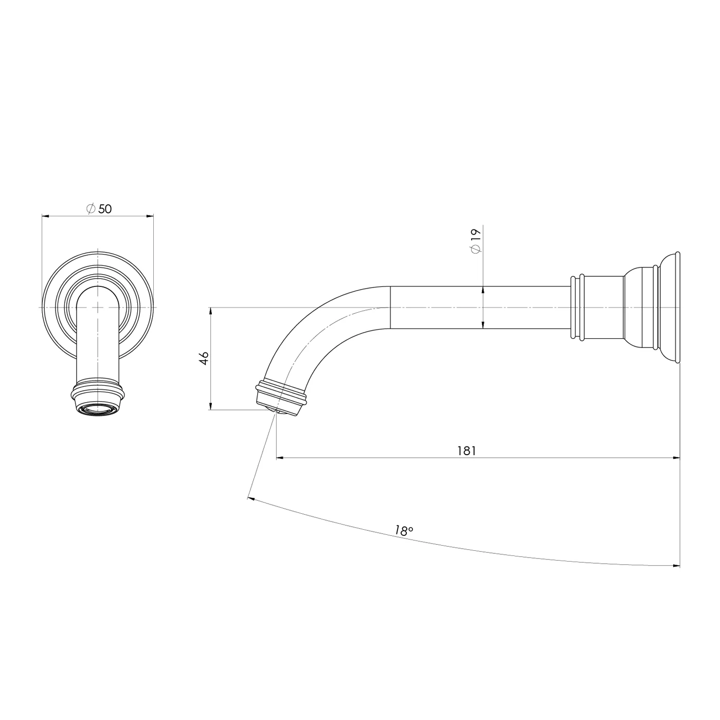 Cromford Wall Spout Outlet 180mm - Image 5
