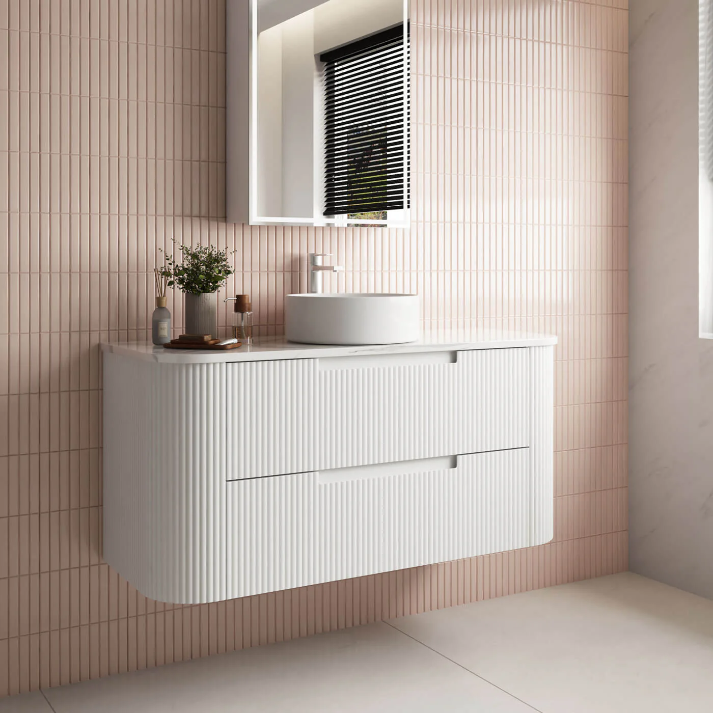 Curva Matte White Curved Wall Hung Vanity - Image 4