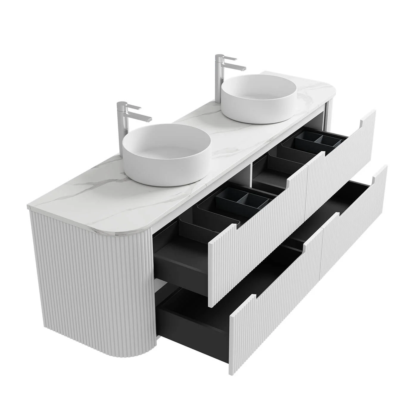 Curva Matte White Curved Wall Hung Vanity - Image 6