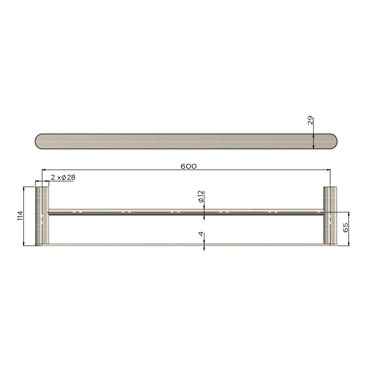 Curvae Double Towel Rail 600-800mm - Image 8