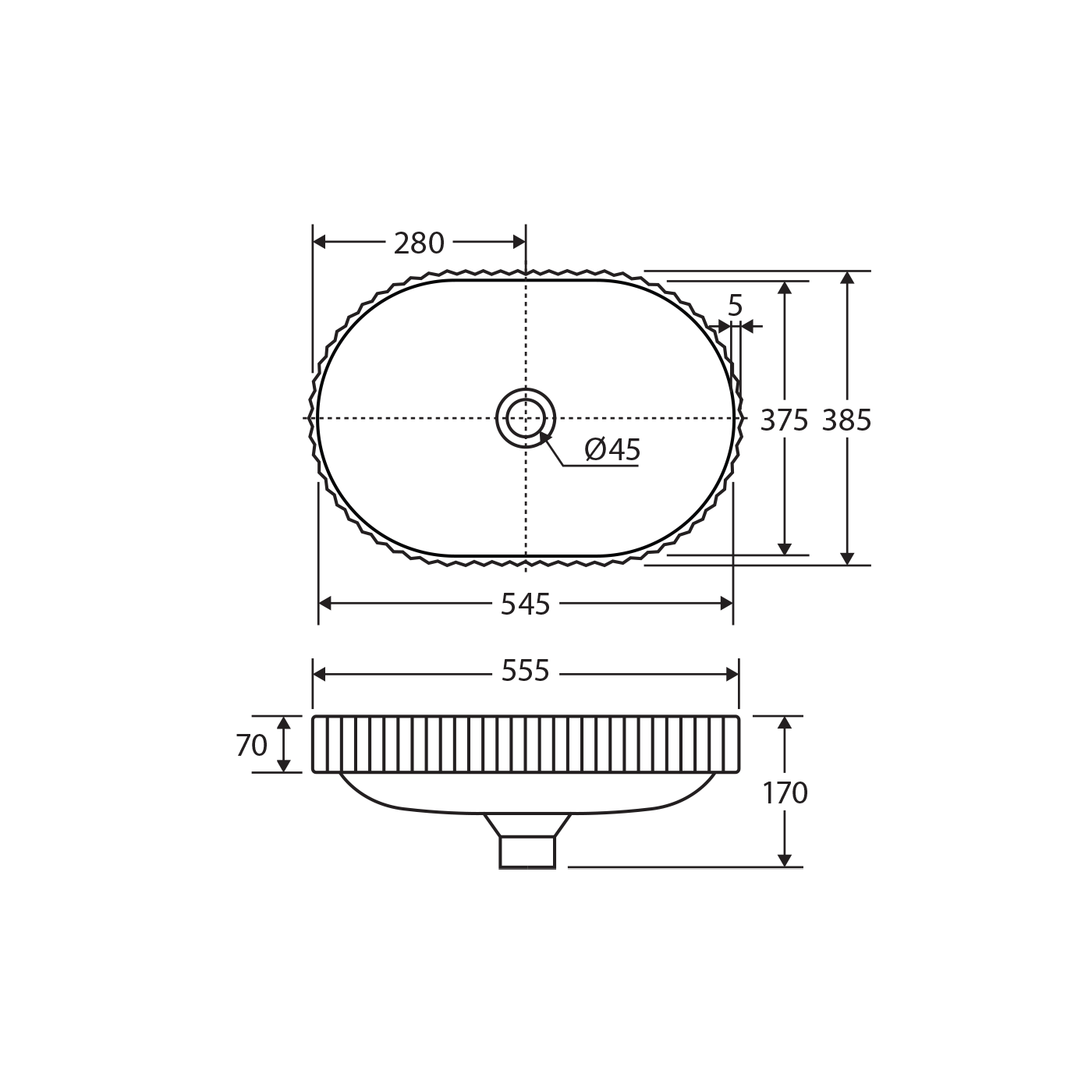 Eleanor Fluted Pill Semi-Inset Basin 555x385mm - Image 3