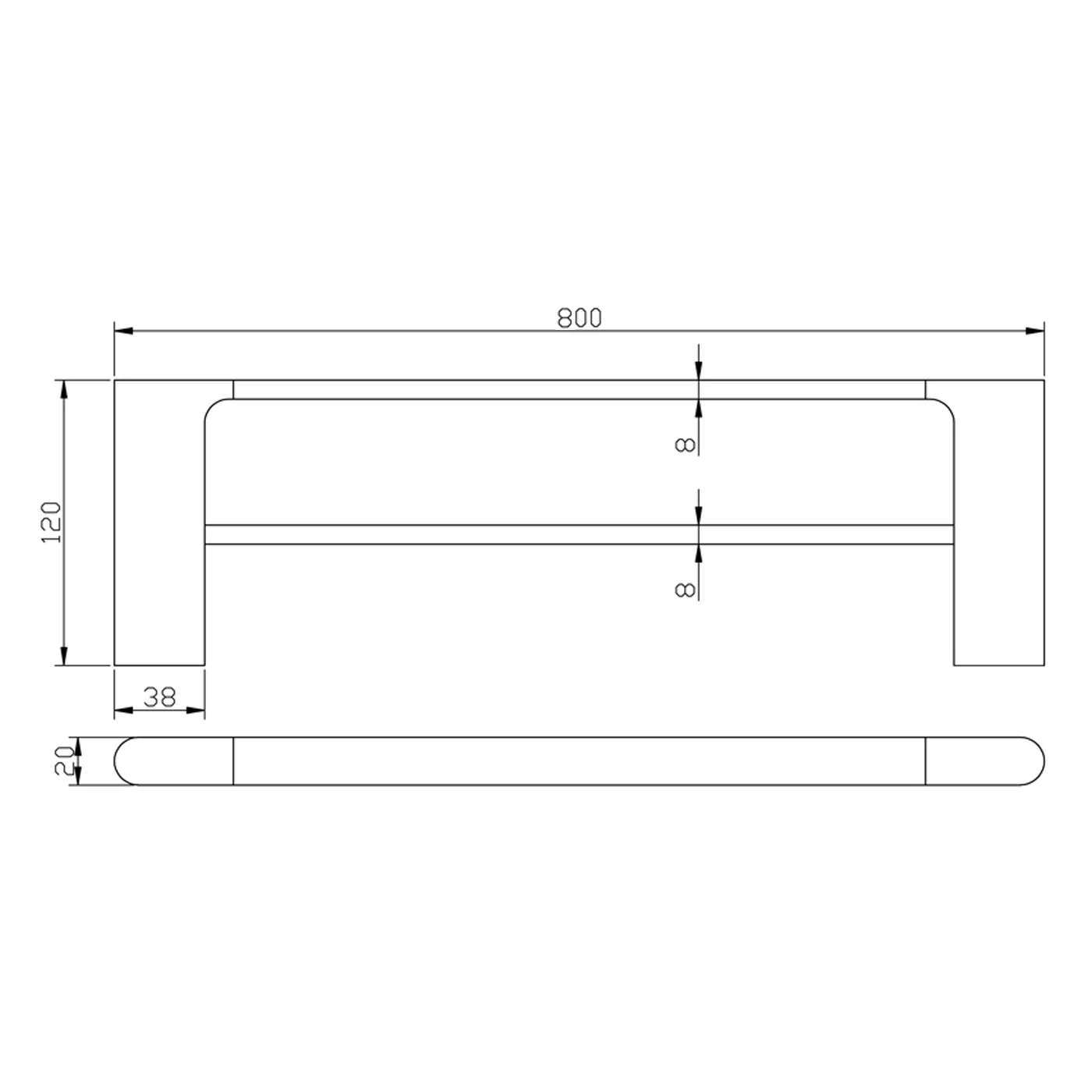 Eli Double Towel Rail 600mm/800mm - Image 7