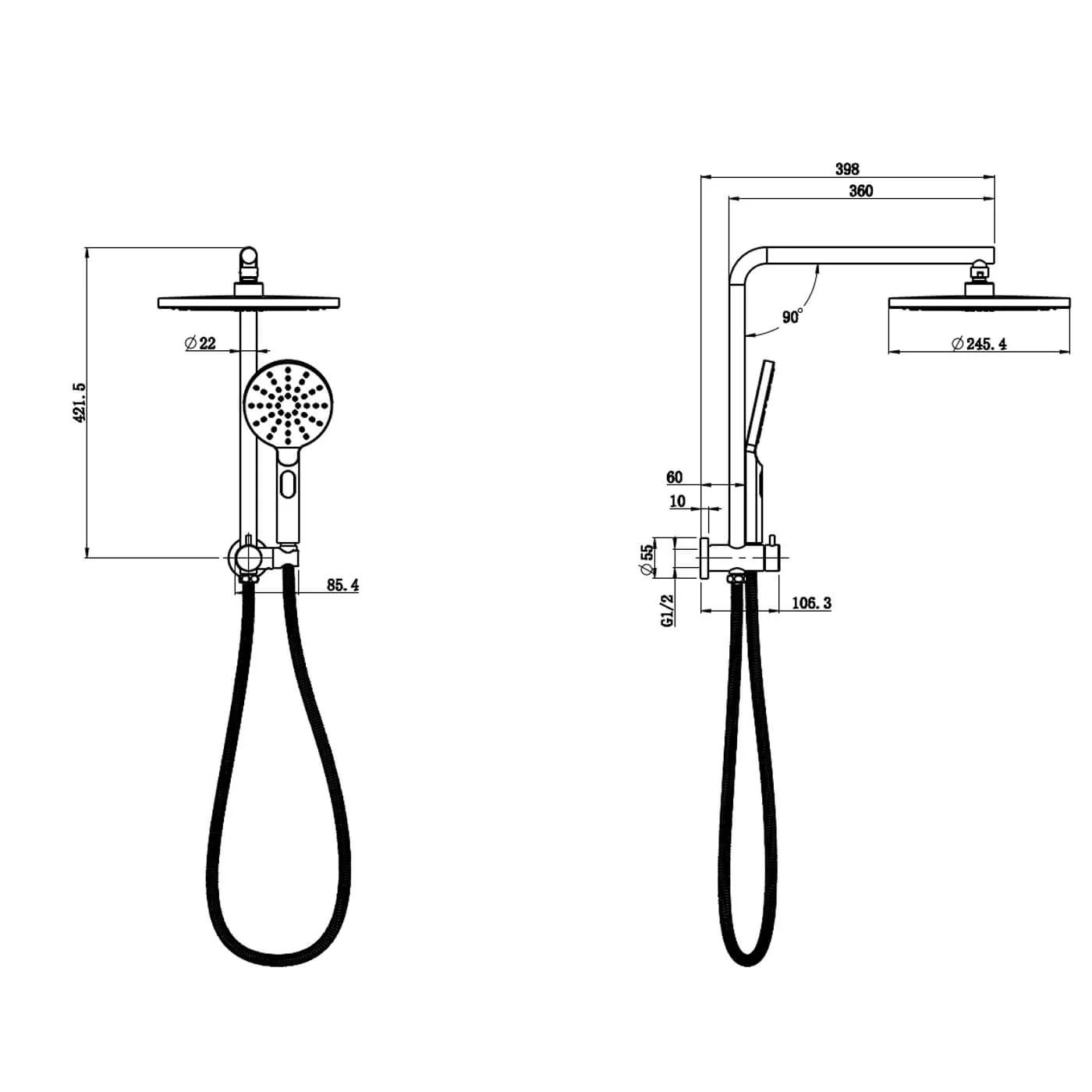 Eli Round Mini Twin Rainhead Handset Shower Set - Image 3