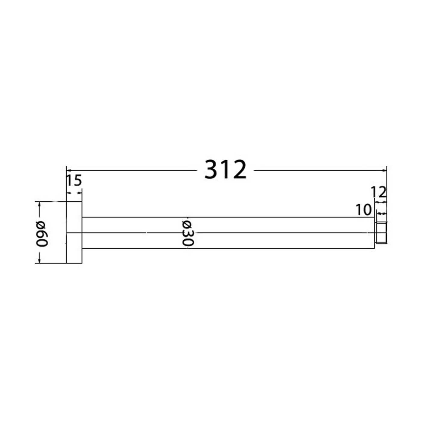 Eli Round Vertical Shower Arm 312mm - Image 6