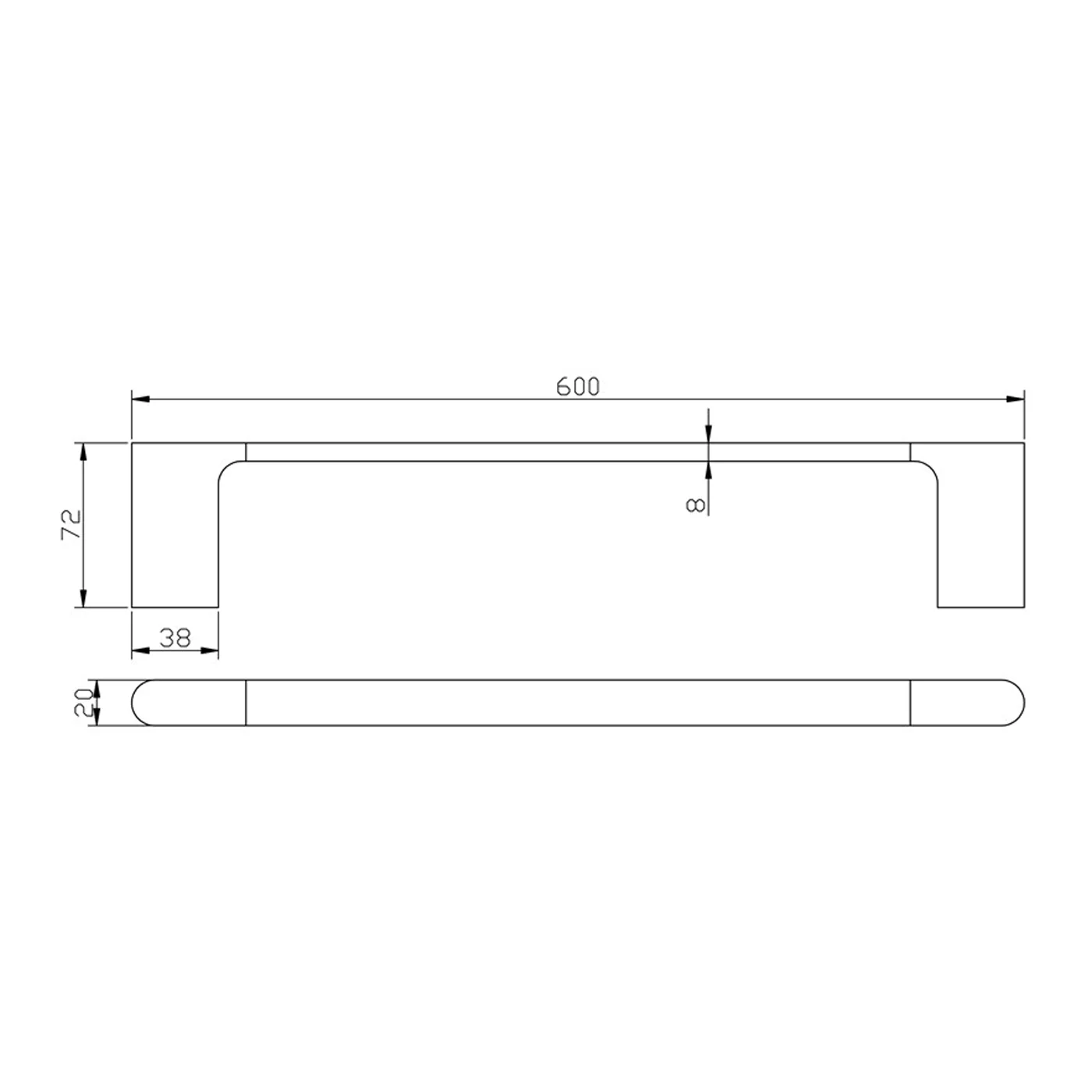 Eli Single Towel Rail 600mm/800mm - Image 6
