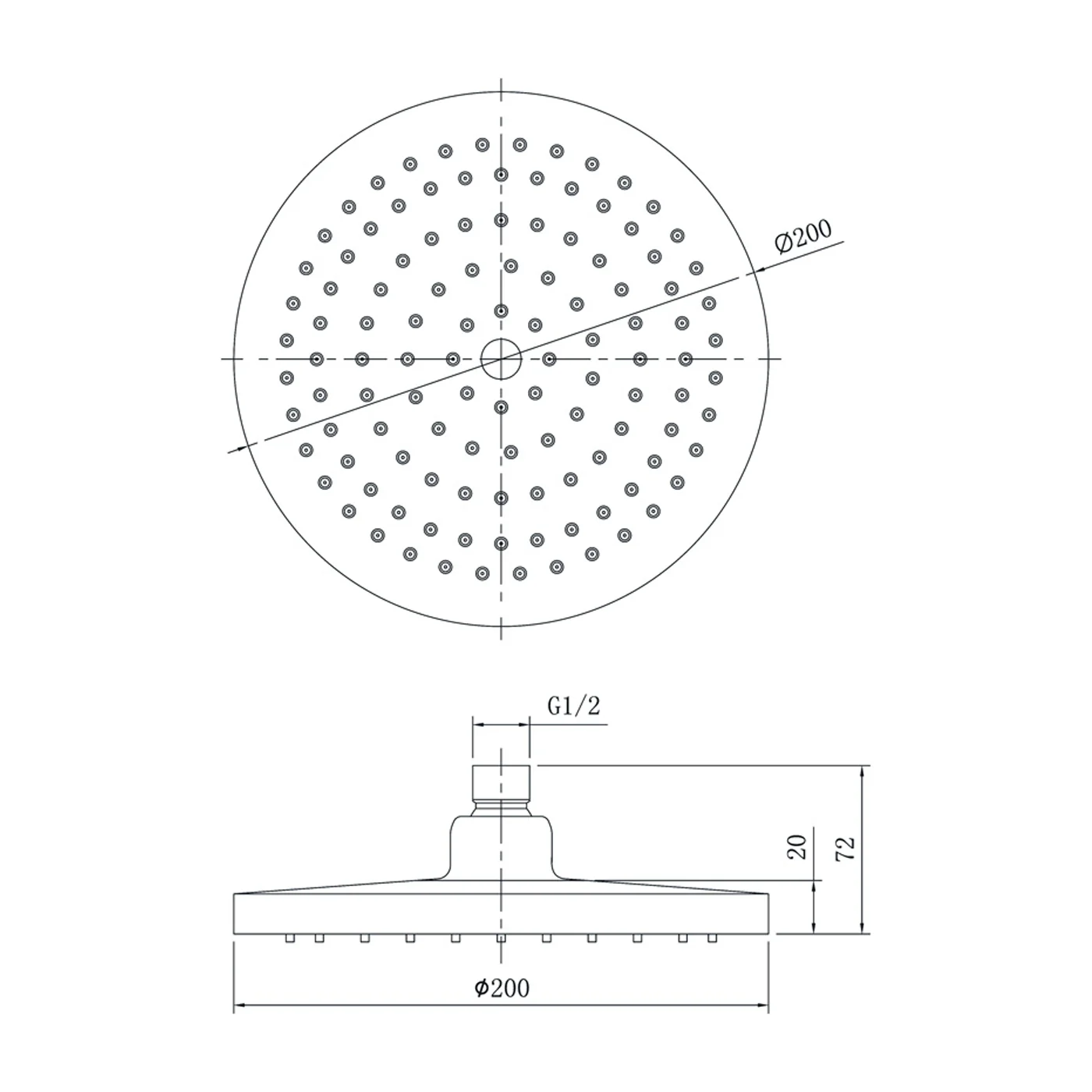 Eli Thick Round Shower Head 200/250mm - Image 6