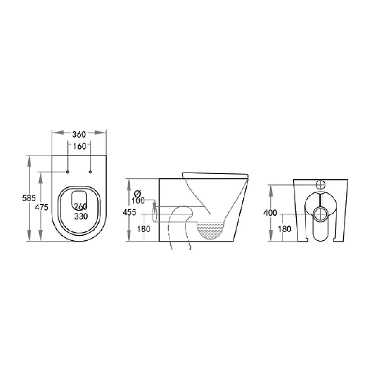Elza Extra High In Wall Toilet Pan Only - Image 2