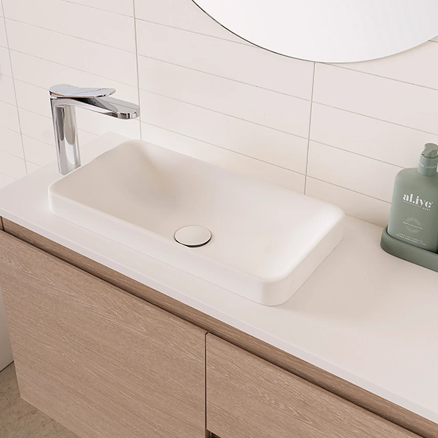 Faith Inset Rectangular Solid Surface Basin 500x260mm - Image 2