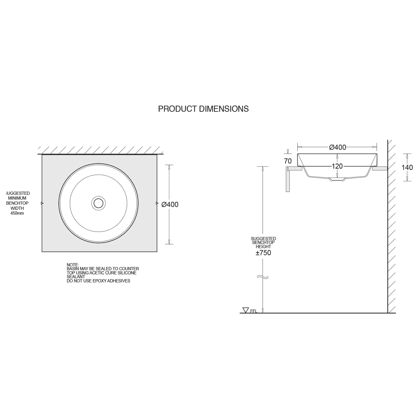 Gemelli Circle Semi-Inset Round Basin 400mm - Image 2
