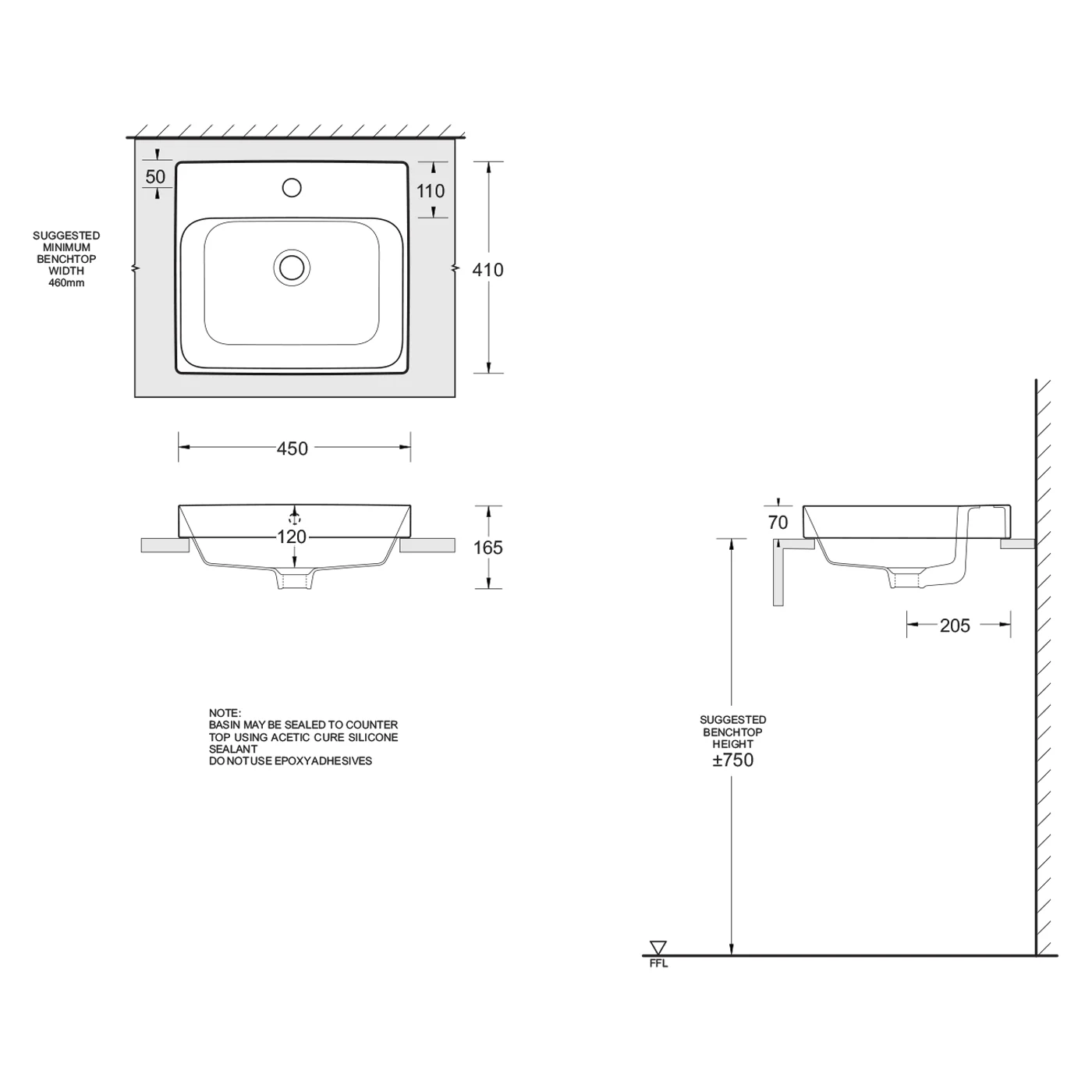 Gemelli Rectangular Semi-Inset Basin - Image 3