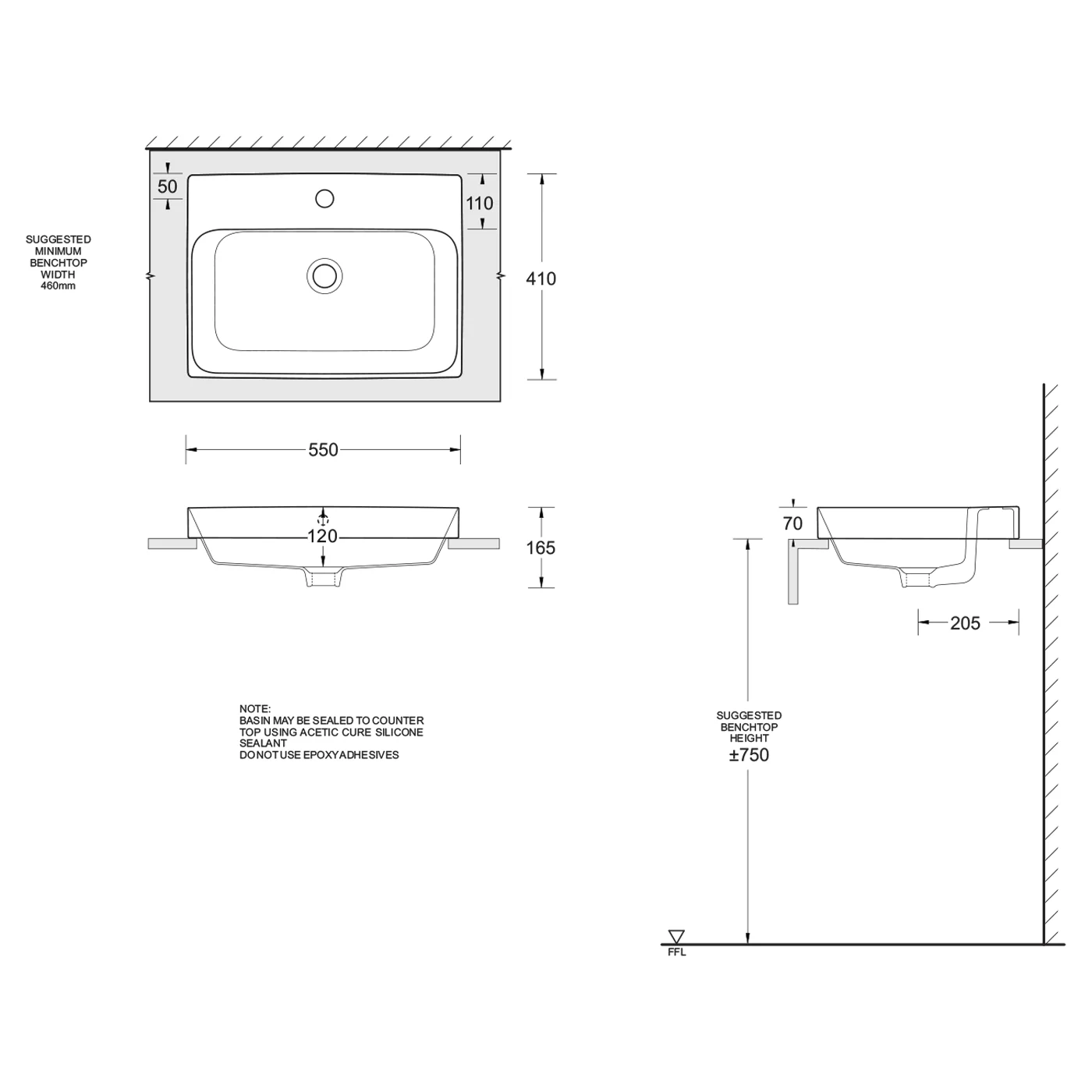 Gemelli Rectangular Semi-Inset Basin - Image 4