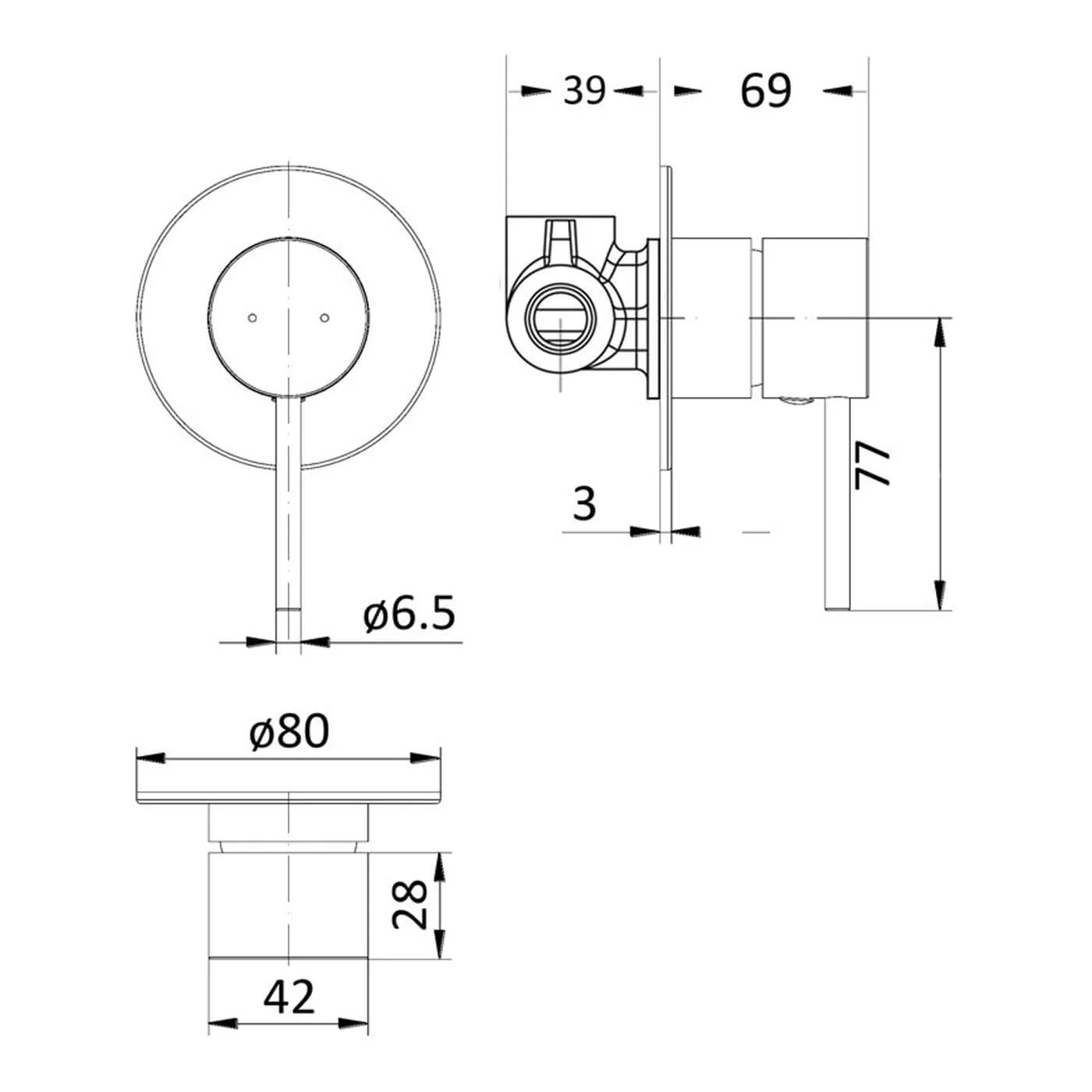 Hali Pin Handle Shower Wall Mixer - Image 6
