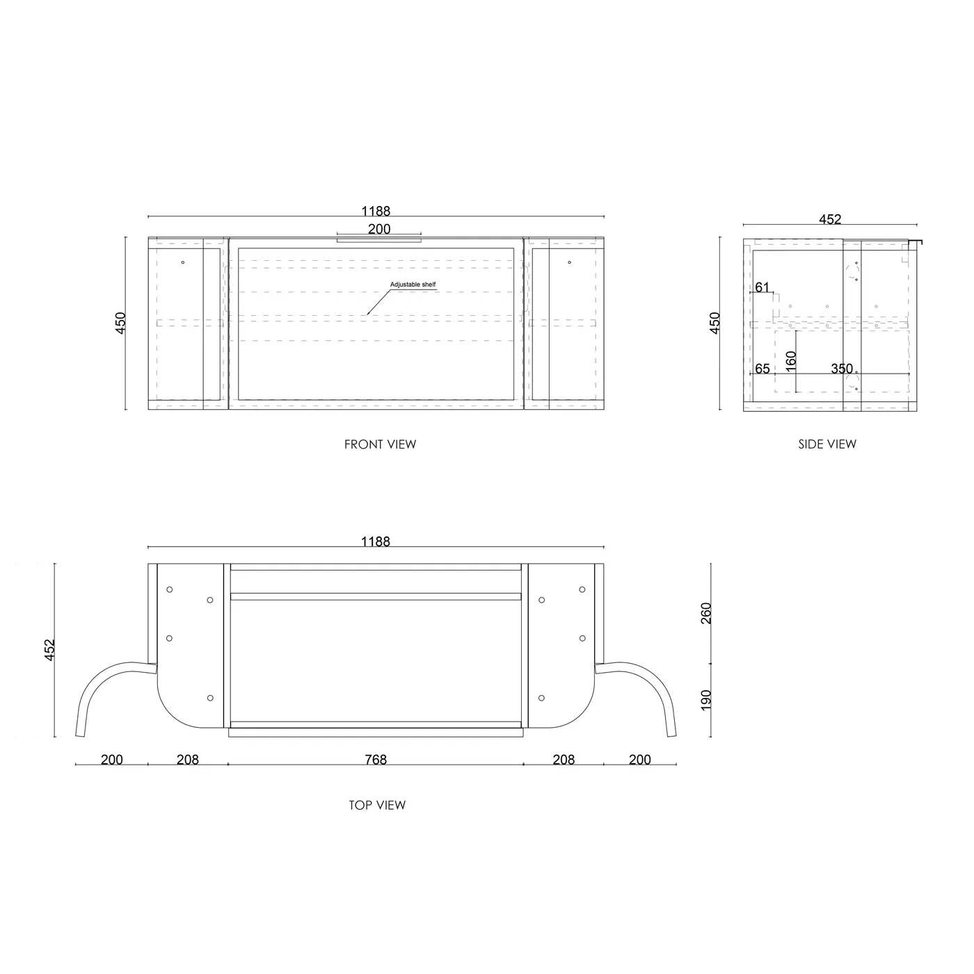 Hampshire Black Curved Wall Hung Vanity - Image 12