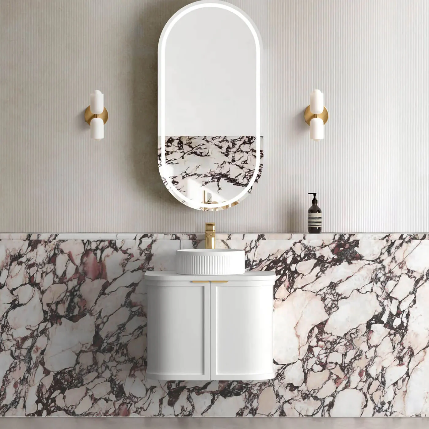 Hampshire White Curved Wall Hung Vanity - Image 3