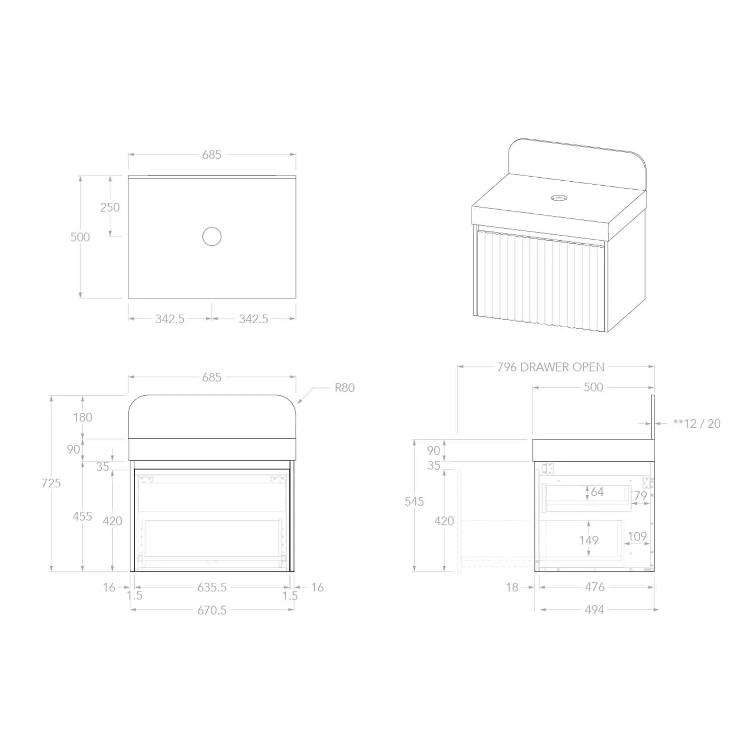 Harper Fluted Wall Hung Vanity - Image 10