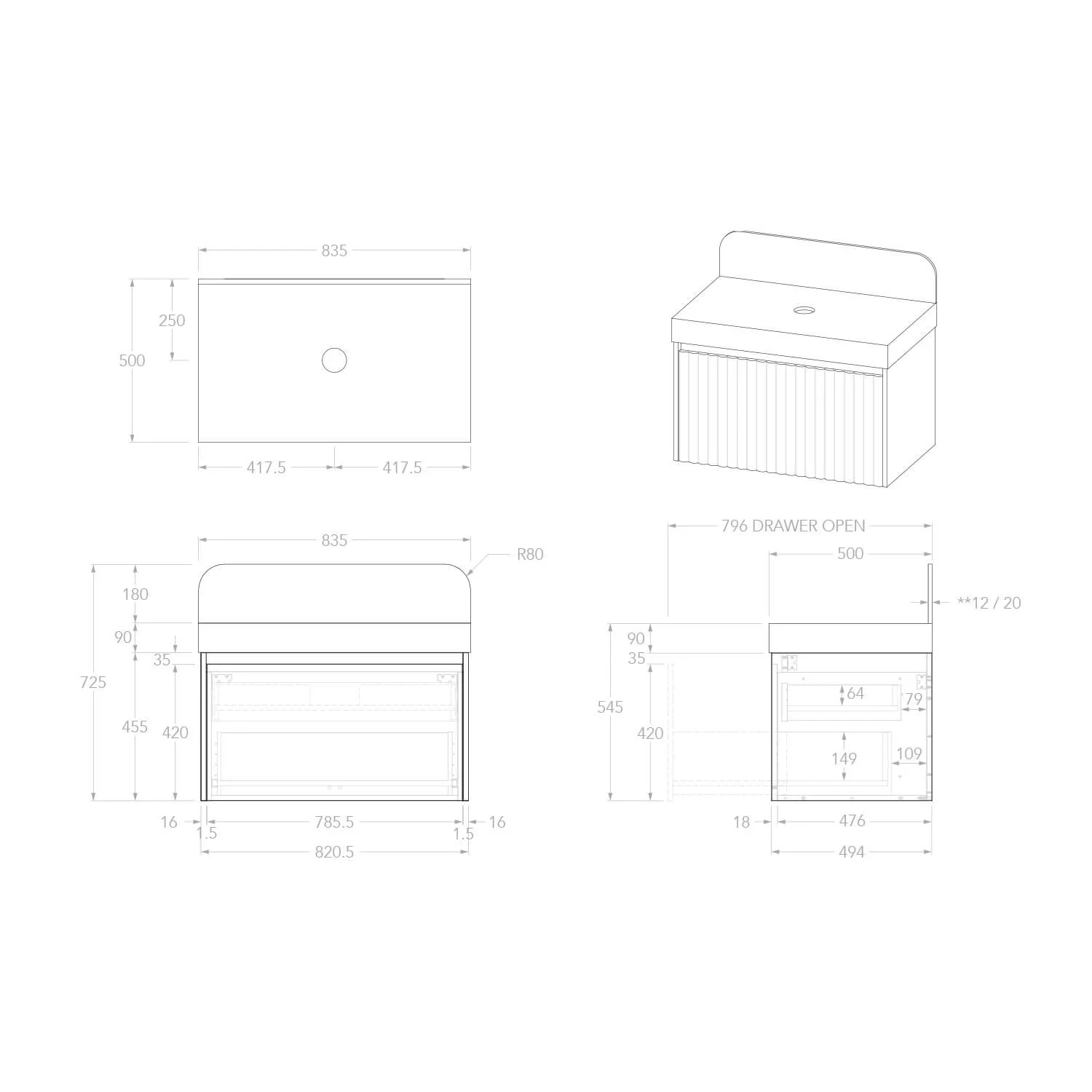 Harper Fluted Wall Hung Vanity - Image 15